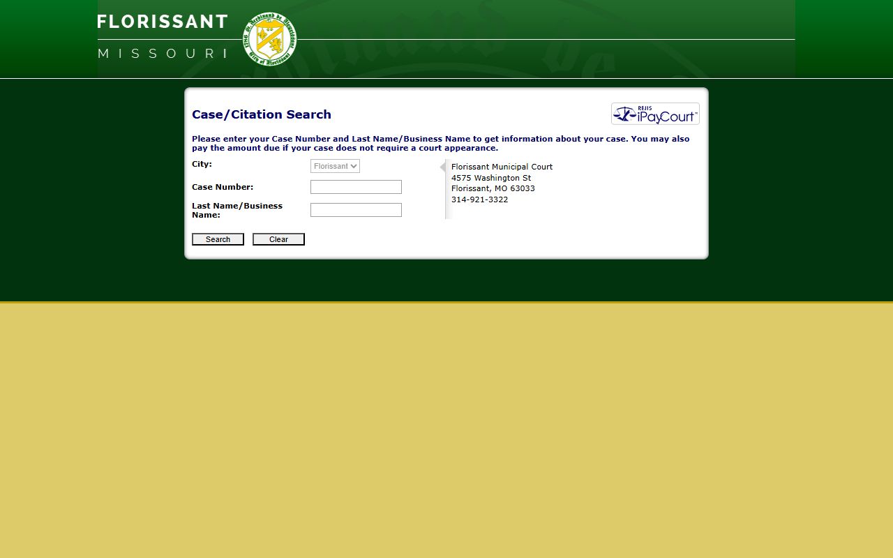 Florissant iPayCourt online ticket payment portal for bench warrant fines