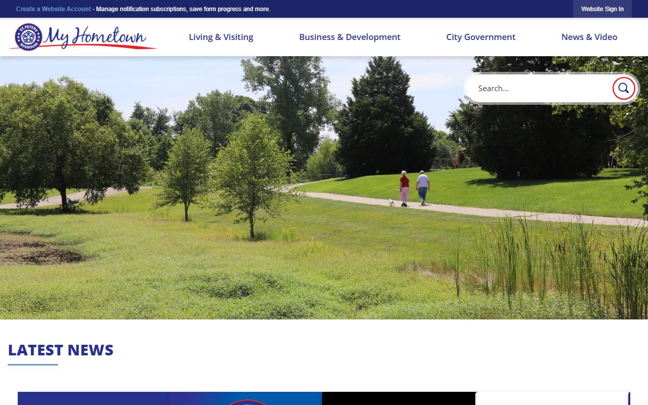 City of St. Peters website with bench warrant and court resources