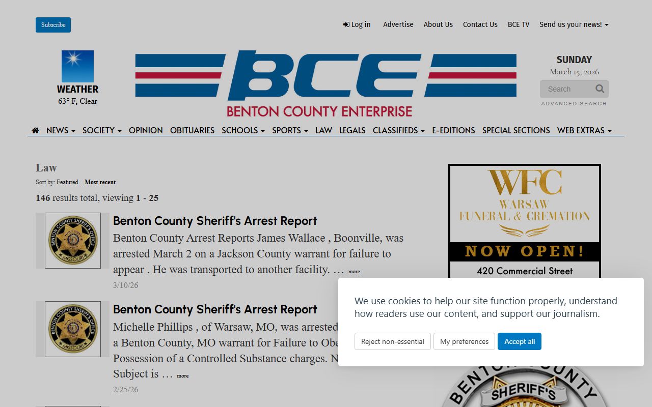 Benton County Enterprise law reports and sheriff activity