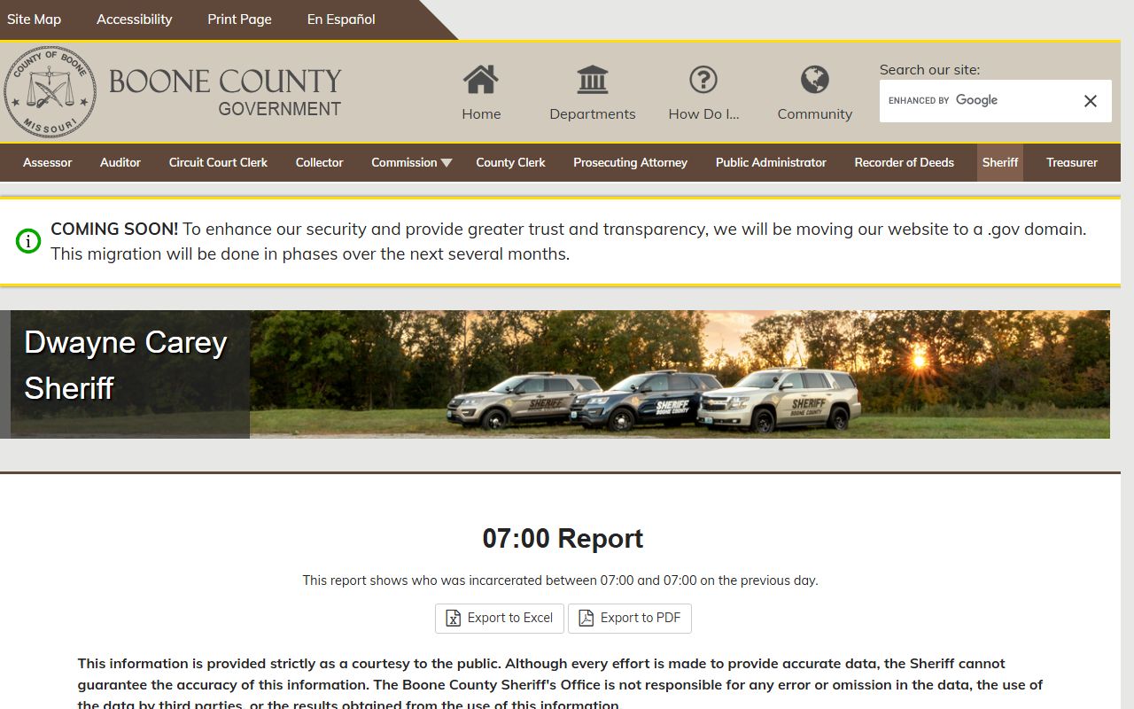 Boone County daily arrest reports showing warrant arrests
