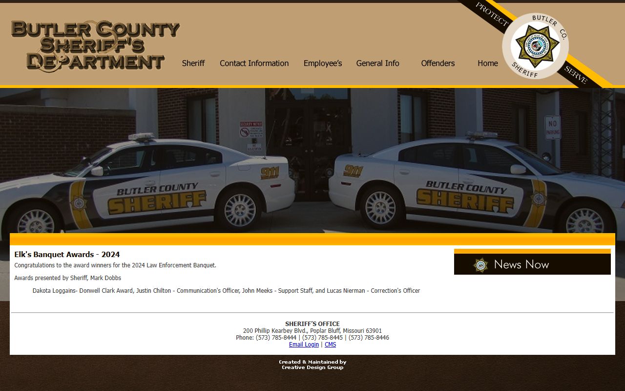Butler County Sheriff's Office website for bench warrant information