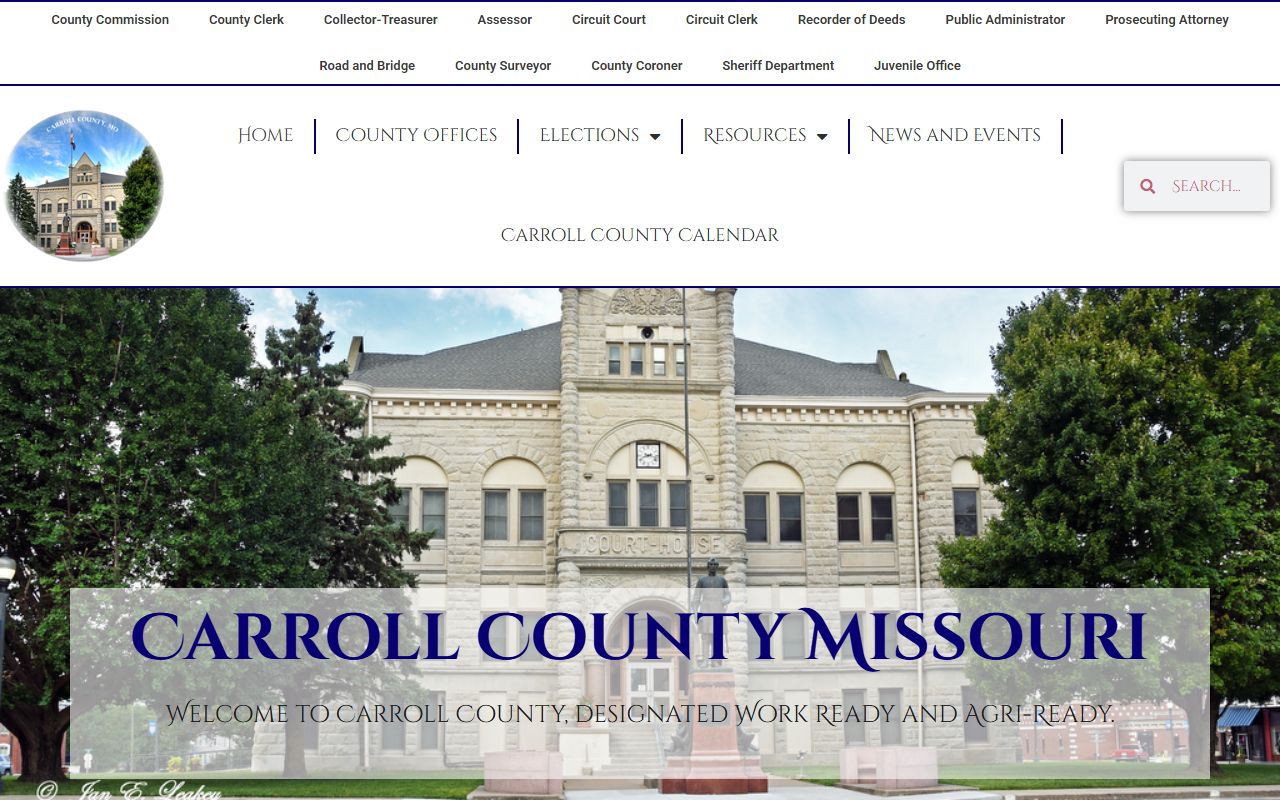 Carroll County Government website with bench warrant resources