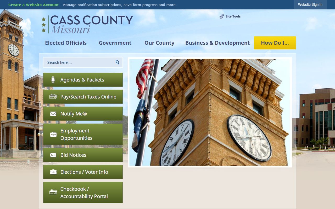Cass County Government website with county office contacts