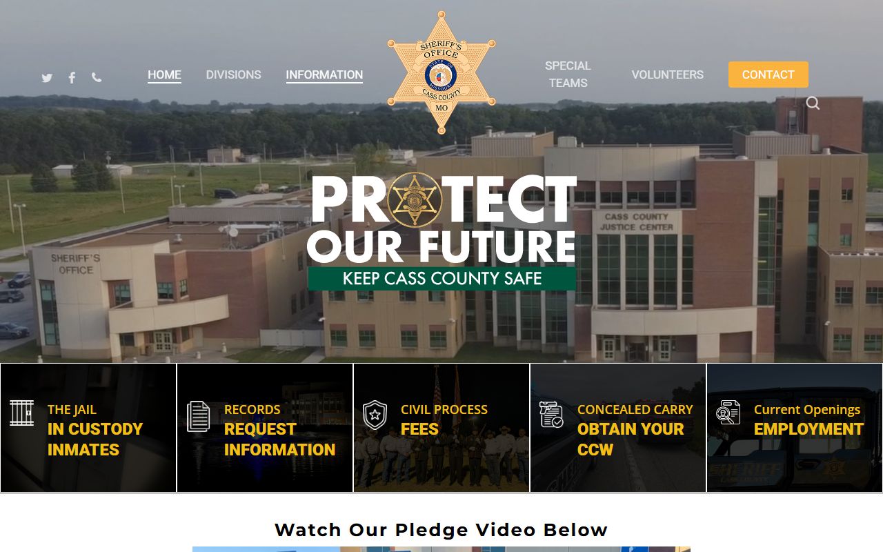 Cass County Sheriff's Office website for bench warrant information