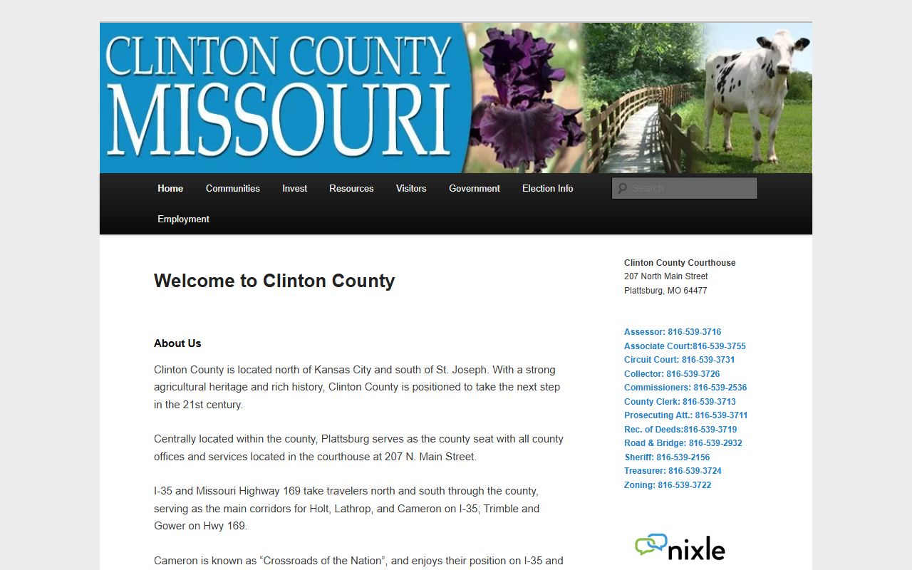 Clinton County Government website with court contact information