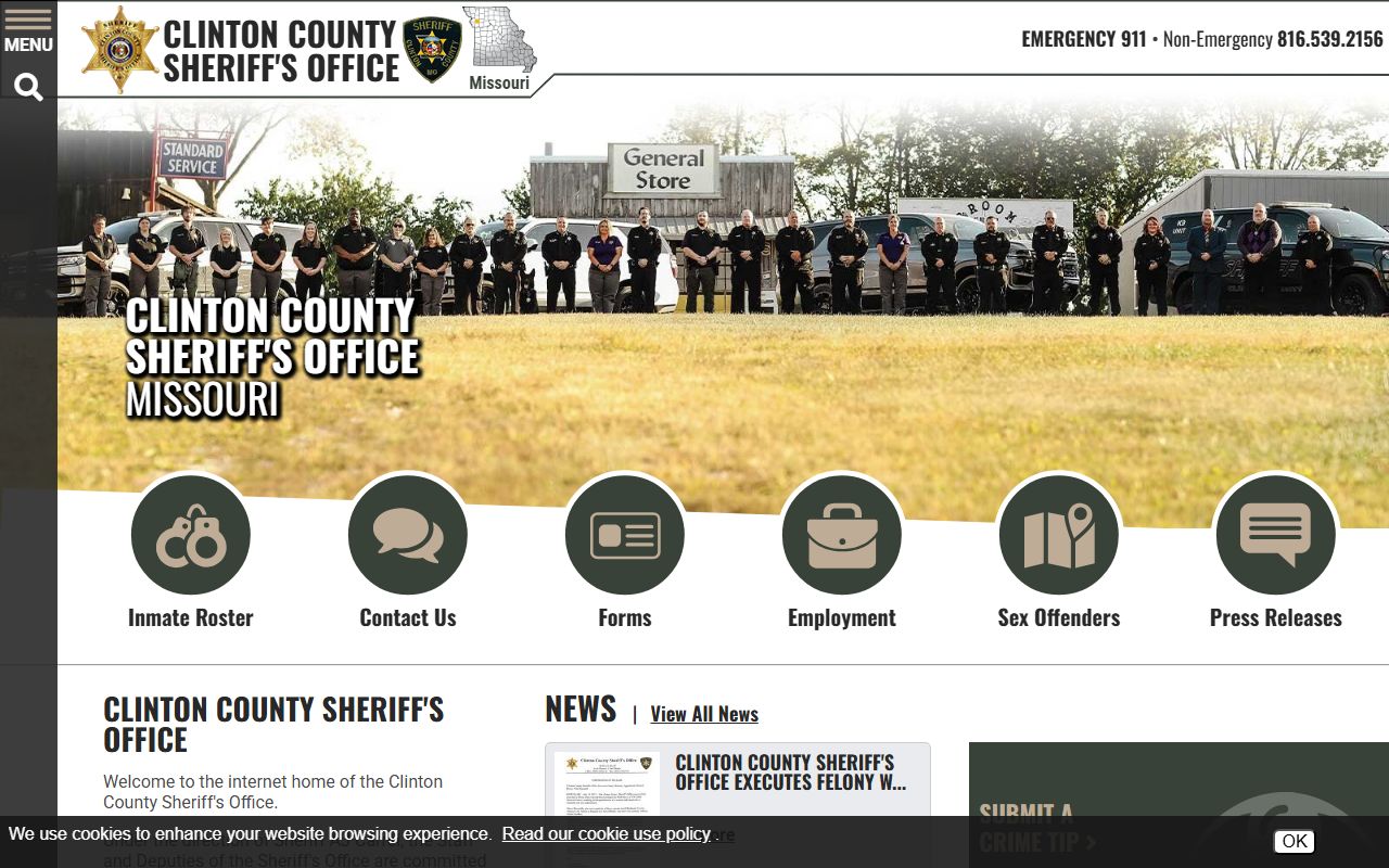 Clinton County Sheriff website for bench warrant information