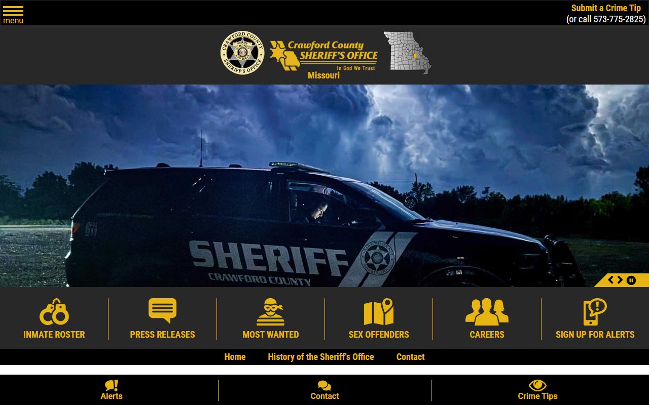 Crawford County Sheriff website for bench warrant information