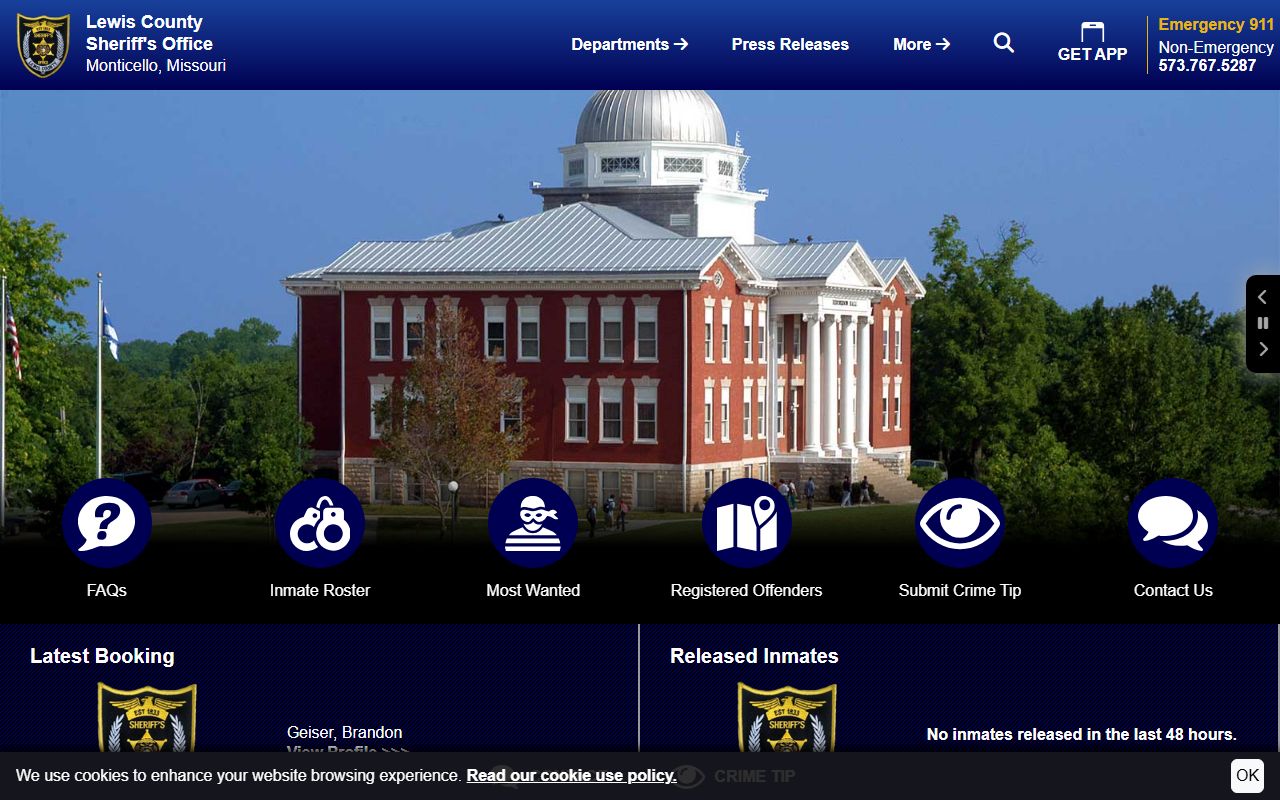 Lewis County Sheriff's Office website bench warrants and most wanted information