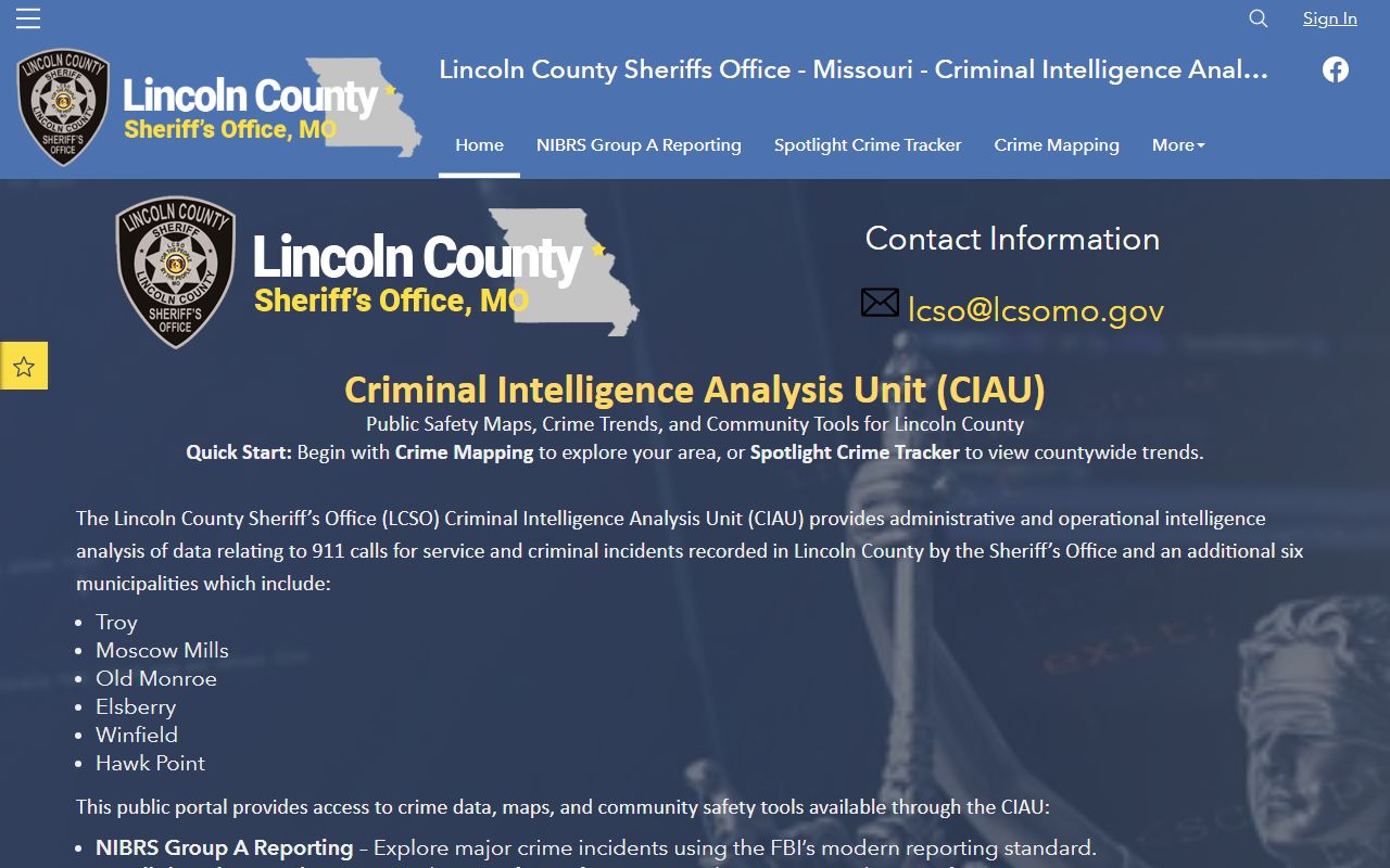 Lincoln County crime data portal bench warrants and law enforcement activity map