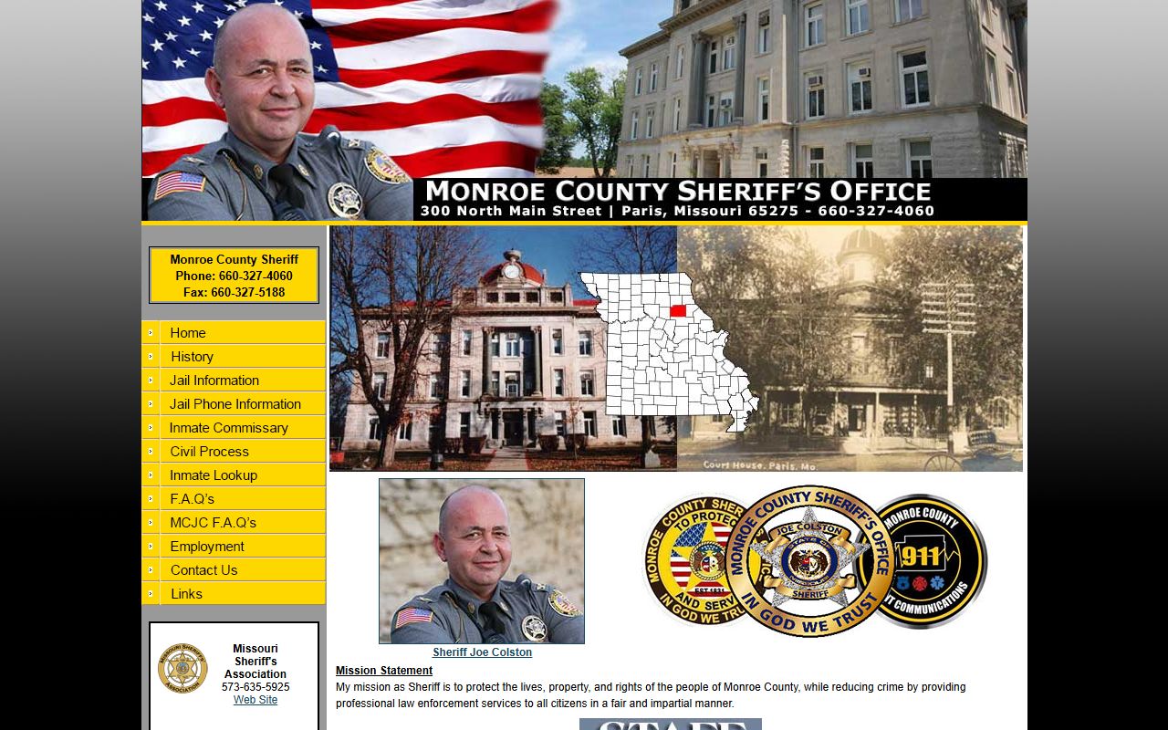 Monroe County Sheriff's Office website for bench warrants
