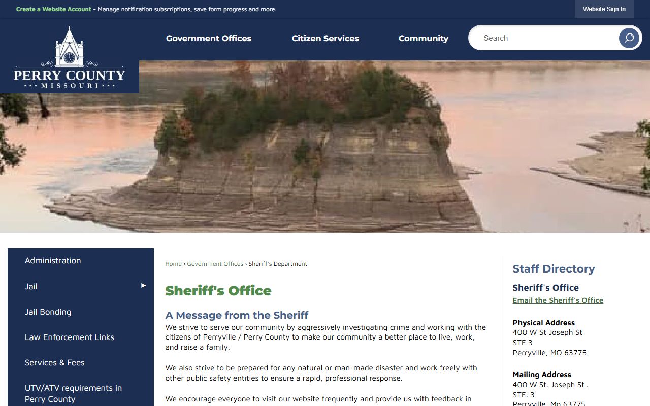 Perry County Missouri Sheriff's Department bench warrants information