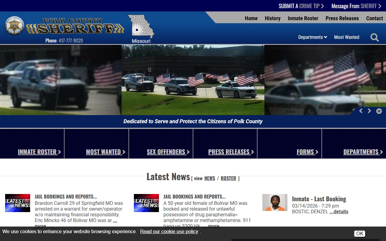 Polk County Missouri Sheriff's Office bench warrants and most wanted