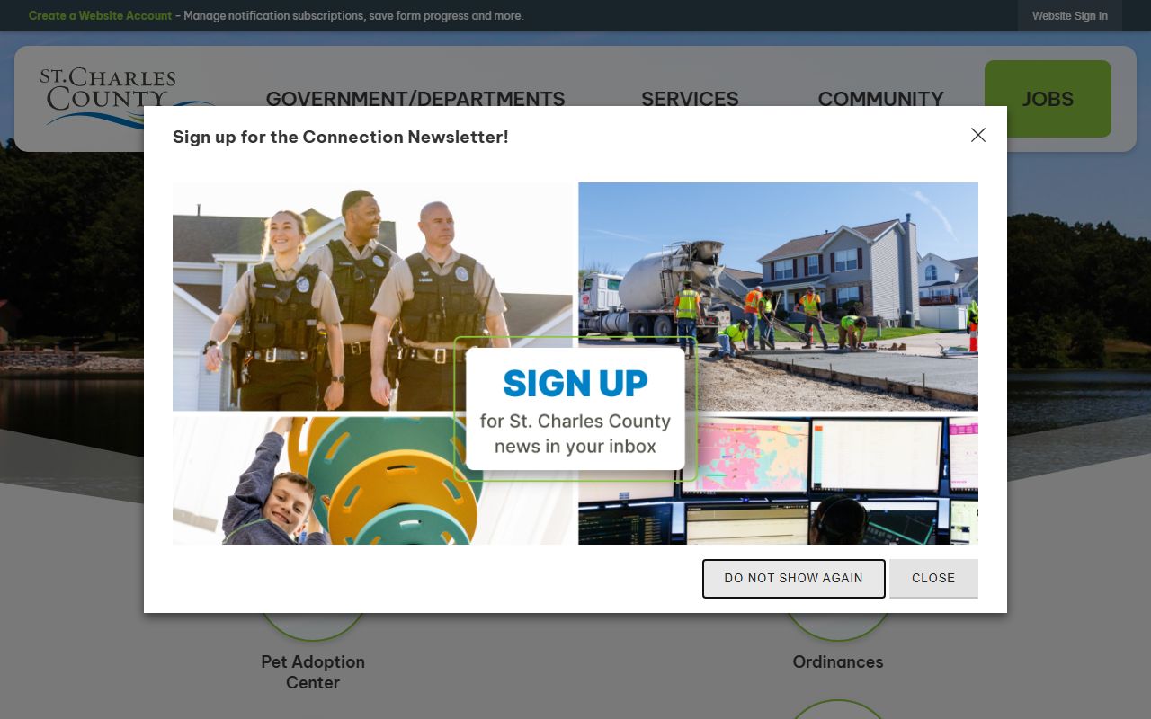 St. Charles County Government website for bench warrants information
