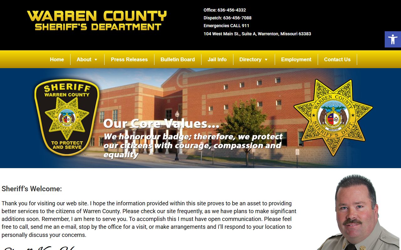 Warren County Sheriff's Office website for bench warrants